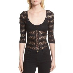 CINQ À SEPT Marla ruffle-trimmed lace bodysuit